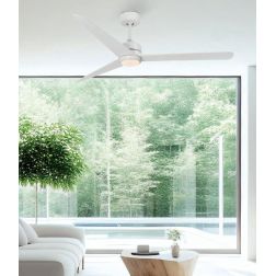 NUU VENTILATORE BIANCO LUCE LED 15W LUCE 3000K CON 3 PALE DIAMETRO CM 132 CON TELECOMANDO INCLUSO FARO VENTILATORI - Cristalensi