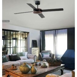 POLEA VENTILATORE MARRONE 4 PALE REVERSIBILI SENZA LUCE DIAMETRO CM 132 CON TELECOMANDO FARO VENTILATORI - Cristalensi Shop Onli