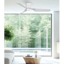 PEMBA VENTILATORE A SOFFITTO BIANCO CON 3 PALE LUCE LED 15W CON TELECOMANDO FARO VENTILATORI - Cristalensi Shop Online