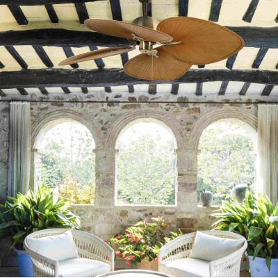 CUBA VENTILATORE DA SOFFITTO DIAMETRO 132 CM SENZA LUCE OTTONE SPAZZOLATO O MARRONE SCURO FARO VENTILATORI - Cristalensi Shop On