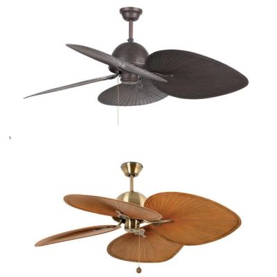 CUBA VENTILATORE DA SOFFITTO DIAMETRO 132 CM SENZA LUCE OTTONE SPAZZOLATO O MARRONE SCURO FARO VENTILATORI - Cristalensi Shop On