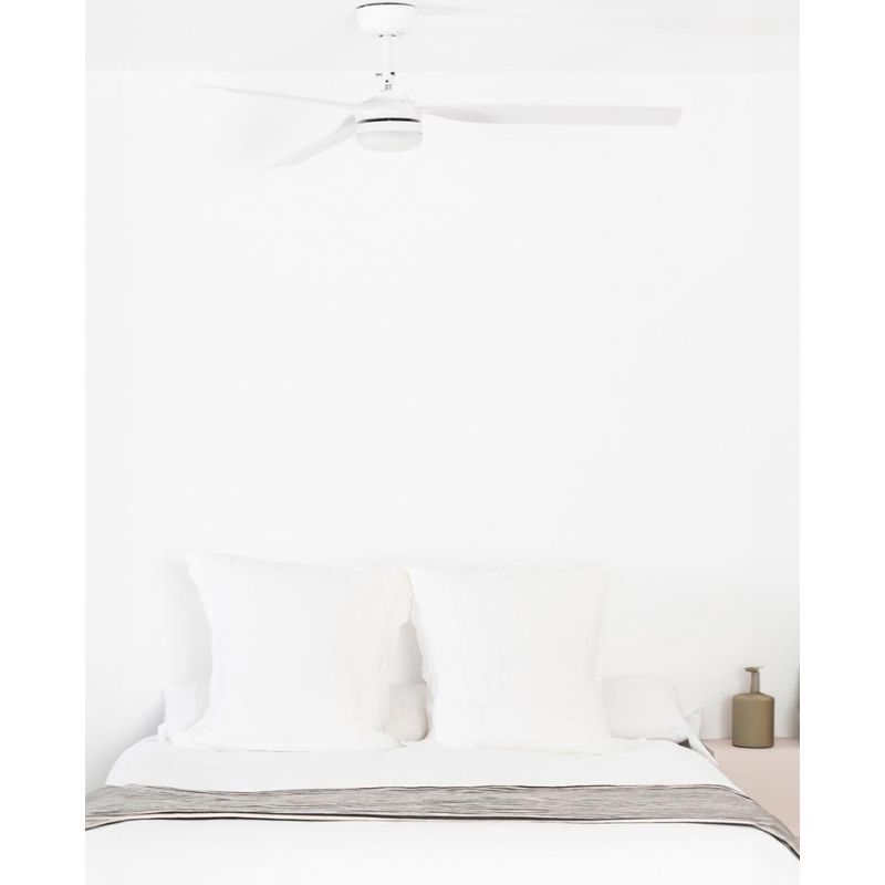 PUNT M VENTILATORE LED 35W IN 4 FINITURE CON 3 PALE IN ABS D132 CM CON TELECOMANDO INCLUSO FARO VENTILATORI - Cristalensi Shop O
