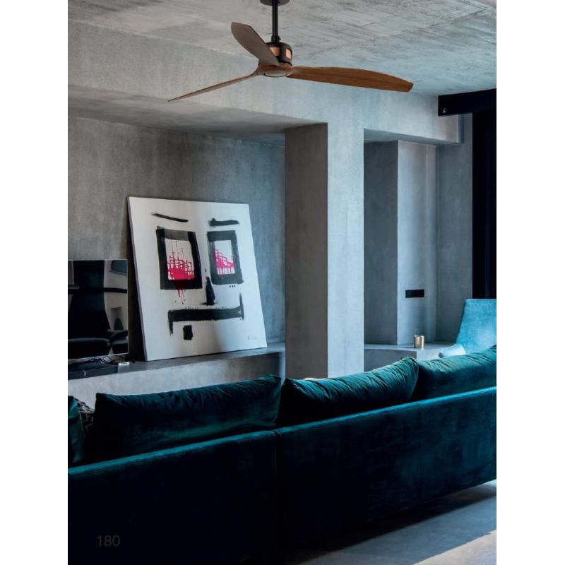 COOPER VENTILATORE NERO CON 3 PALE MARRONI SENZA LUCE DIAMETRO CM 128 CON TELECOMANDO INCLUSO FARO VENTILATORI - Cristalensi Sho