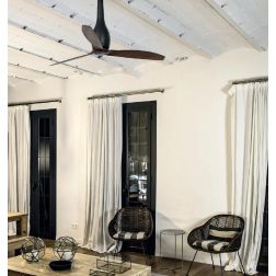 ETERFAN VENTILATORE DI DIAMETRO 128 CM CON FUSTO IN VETRO NERO CON PALE COLOR LEGNO O NERE FARO VENTILATORI - Cristalensi Shop O