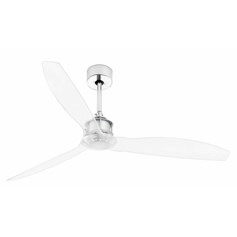JUSTFAN VENTILATORE A SOFFITTO IN ACCIAIO E PALE TRASPARENTI CON TELECOMANDO FARO VENTILATORI - Cristalensi Shop Online