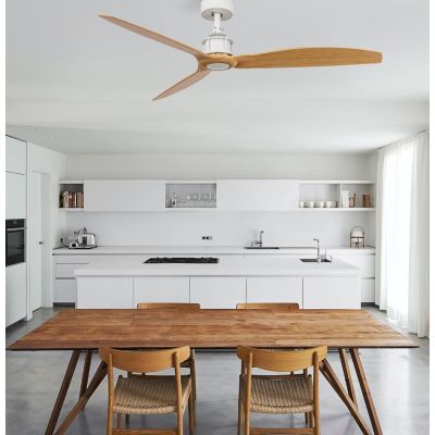 JUST FAN VENTILATORE A SOFFITTO 3 PALE METALLO FINITURA BIANCA SENZA LUCE CON TELECOMANDO FARO VENTILATORI - Cristalensi Shop On