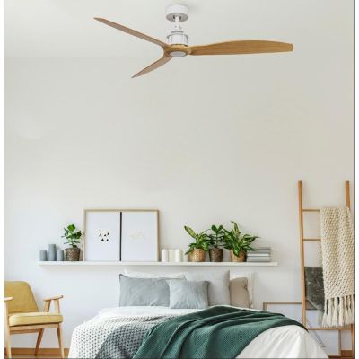 JUST FAN VENTILATORE A SOFFITTO 3 PALE METALLO FINITURA BIANCA SENZA LUCE CON TELECOMANDO FARO VENTILATORI - Cristalensi Shop On