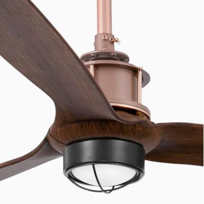 JUST FAN VENTILATORE A SOFFITTO RAME O OTTONE CON PALE NOCE LUCE LED 17W CON TELECOMANDO INCLUSO FARO VENTILATORI - Cristalensi