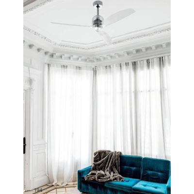 DECOFAN VENTILATORE CROMO CON PALE TRASPARENTI SENZA LUCE DIAMETRO CM 128 CON TELECOMANDO FARO VENTILATORI - Cristalensi Shop On