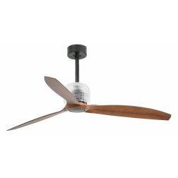 DECOFAN VENTILATORE NERO CON PALE MOGANO SENZA LUCE DIAMETRO CM 128 CON TELECOMANDO FARO VENTILATORI - Cristalensi Shop Online