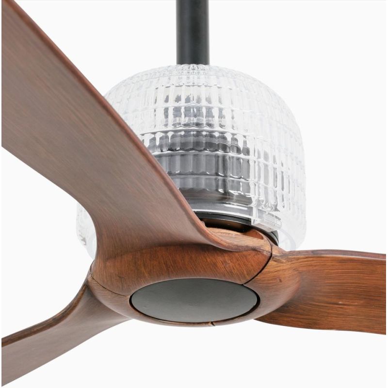 DECOFAN VENTILATORE NERO CON PALE MOGANO SENZA LUCE DIAMETRO CM 128 CON TELECOMANDO FARO VENTILATORI - Cristalensi Shop Online