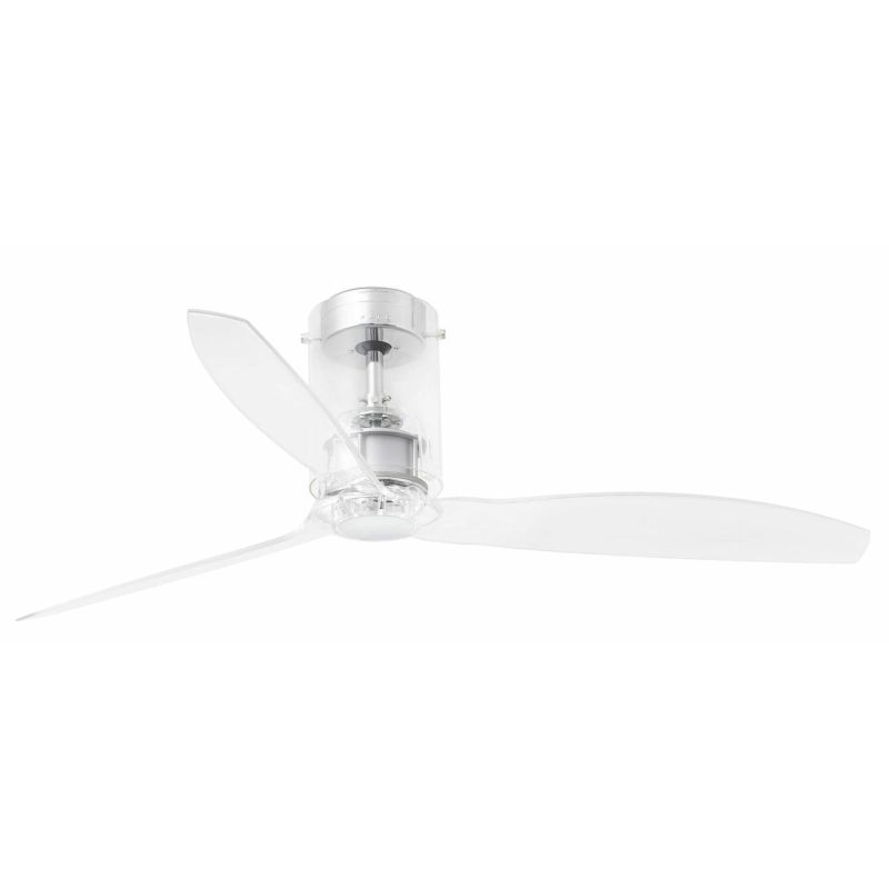 MINI TUBE VENTILATORE IN METALLO CROMO E VETRO 3 PALE SENZA LUCE DIAMETRO CM 128 E TELECOMANDO FARO VENTILATORI - Cristalensi Sh