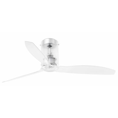 MINI TUBE VENTILATORE IN METALLO CROMO E VETRO 3 PALE SENZA LUCE DIAMETRO CM 128 E TELECOMANDO FARO VENTILATORI - Cristalensi Sh