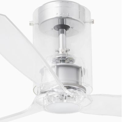 MINI TUBE VENTILATORE IN METALLO CROMO E VETRO 3 PALE SENZA LUCE DIAMETRO CM 128 E TELECOMANDO FARO VENTILATORI - Cristalensi Sh