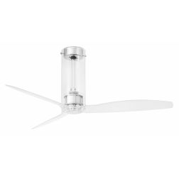 TUBE VENTILATORE IN METALLO CROMO E VETRO 3 PALE SENZA LUCE DIAMETRO CM 128 E TELECOMANDO FARO VENTILATORI - Cristalensi Shop On