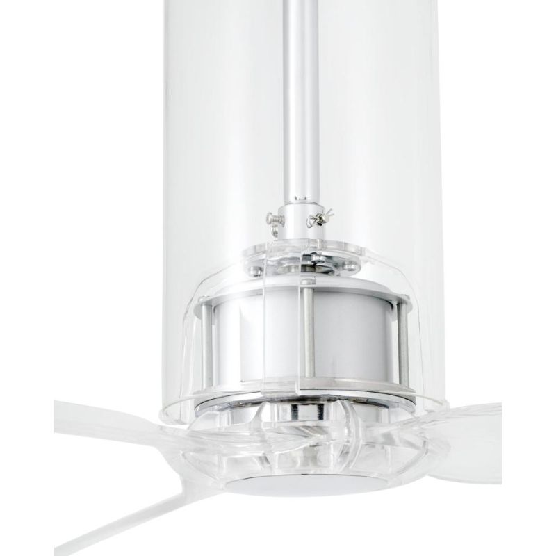 TUBE VENTILATORE IN METALLO CROMO E VETRO 3 PALE SENZA LUCE DIAMETRO CM 128 E TELECOMANDO FARO VENTILATORI - Cristalensi Shop On