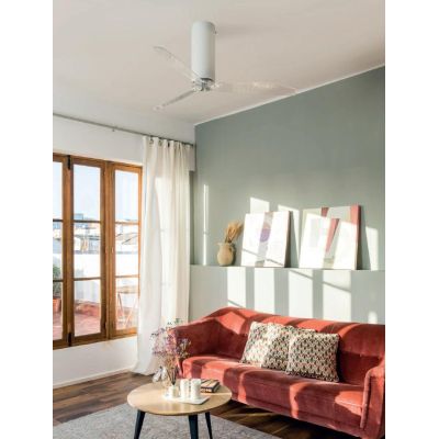 TUBE VENTILATORE BIANCO O NERO OPACO PALE TRASPARENTI SENZA LUCE DIAMETRO CM 128 E TELECOMANDO FARO VENTILATORI - Cristalensi Sh