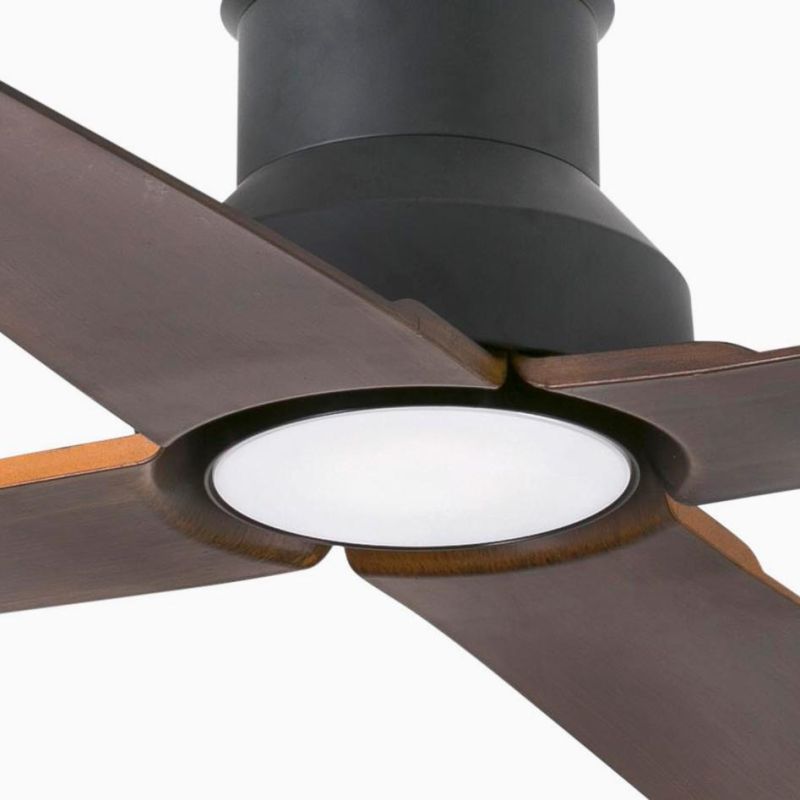 WINCHE VENTILATORE CON LUCE LED 16W DIAMETRO 130 IP44 DA ESTERNI IN METALLO MARRONE CON 4 PALE FARO VENTILATORI - Cristalensi Sh