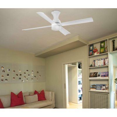 FRASER VENTILATORE BIANCO CON 4 PALE LUCE LED 16W DIAMETRO CM 120 E TELECOMANDO INCLUSO FARO VENTILATORI - Cristalensi Shop Onli