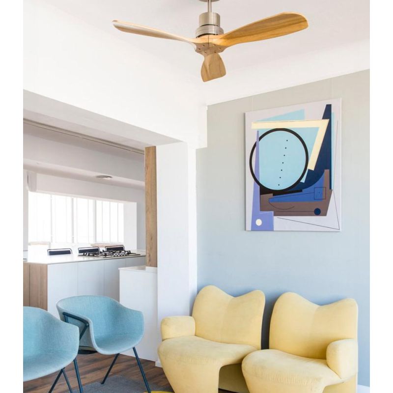 MINI LANTAU VENTILATORE A SOFFITTO DIAMETRO 107 CM NICKEL SATINATO SENZA LUCE PALE PINO FARO VENTILATORI - Cristalensi Shop Onli
