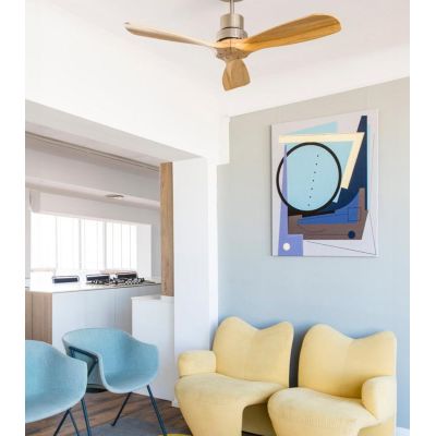 MINI LANTAU VENTILATORE A SOFFITTO DIAMETRO 107 CM NICKEL SATINATO SENZA LUCE PALE PINO FARO VENTILATORI - Cristalensi Shop Onli