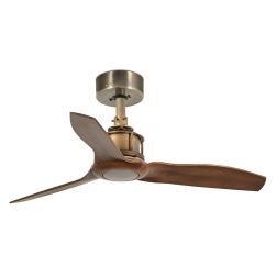 JUSTFAN SMALL VENTILATORE OTTONE DIAMETRO 80 CON PALE MOGANO O NERE SENZA LUCE CON TELECOMANDO FARO VENTILATORI - Cristalensi Sh