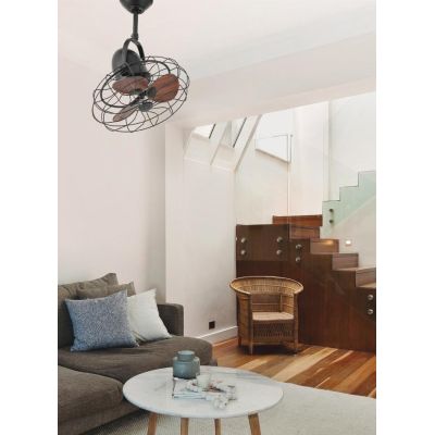 KEIKI VENTILATORE A SOFFITTO MARRONE INCLINABILE CON GABBIA E PALE IN LEGNO SENZA LUCE FARO VENTILATORI - Cristalensi Shop Onlin