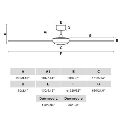 CRUISER L VENTILATORE DA SOFFITTO D132 CM SENZA LUCE 3 FINITURE 3 PALE E TELECOMANDO INCLUSO FARO VENTILATORI - Cristalensi Shop