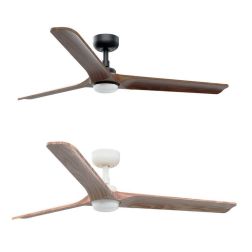 HEYWOOD L VENTILATORE DA SOFFITTO D132 CM LUCE LED 10W 2 FINITURE 3 PALE E TELECOMANDO INCLUSO FARO VENTILATORI - Cristalensi Sh