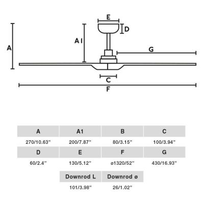 HEYWOOD L VENTILATORE DA SOFFITTO D132 CM LUCE LED 10W 2 FINITURE 3 PALE E TELECOMANDO INCLUSO FARO VENTILATORI - Cristalensi Sh