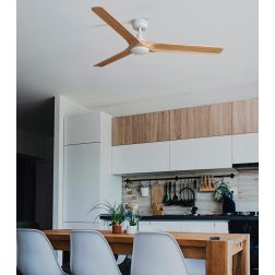 HEYWOOD L VENTILATORE DA SOFFITTO D132 CM LUCE LED 10W 2 FINITURE 3 PALE E TELECOMANDO INCLUSO FARO VENTILATORI - Cristalensi Sh 2