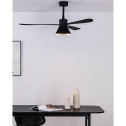 AMELIA L CONE VENTILATORE DA SOFFITTO D132 CM LUCE LED 20W 3 FINITURE 3 PALE E TELECOMANDO INCLUSO FARO VENTILATORI - Cristalens