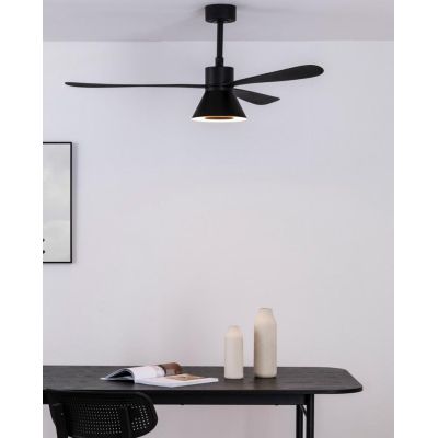 AMELIA L CONE VENTILATORE DA SOFFITTO D132 CM LUCE LED 20W 3 FINITURE 3 PALE E TELECOMANDO INCLUSO FARO VENTILATORI - Cristalens