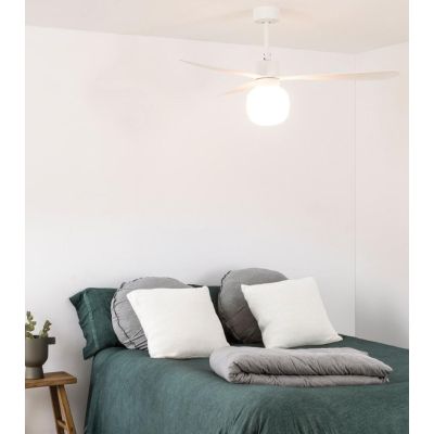 AMELIA L BALL VENTILATORE DA SOFFITTO D132 CM LUCE LED 20W 3 FINITURE 3 PALE E TELECOMANDO INCLUSO FARO VENTILATORI - Cristalens
