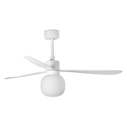 AMELIA L BALL VENTILATORE DA SOFFITTO D132 CM LUCE LED 20W 3 FINITURE 3 PALE E TELECOMANDO INCLUSO FARO VENTILATORI - Cristalens