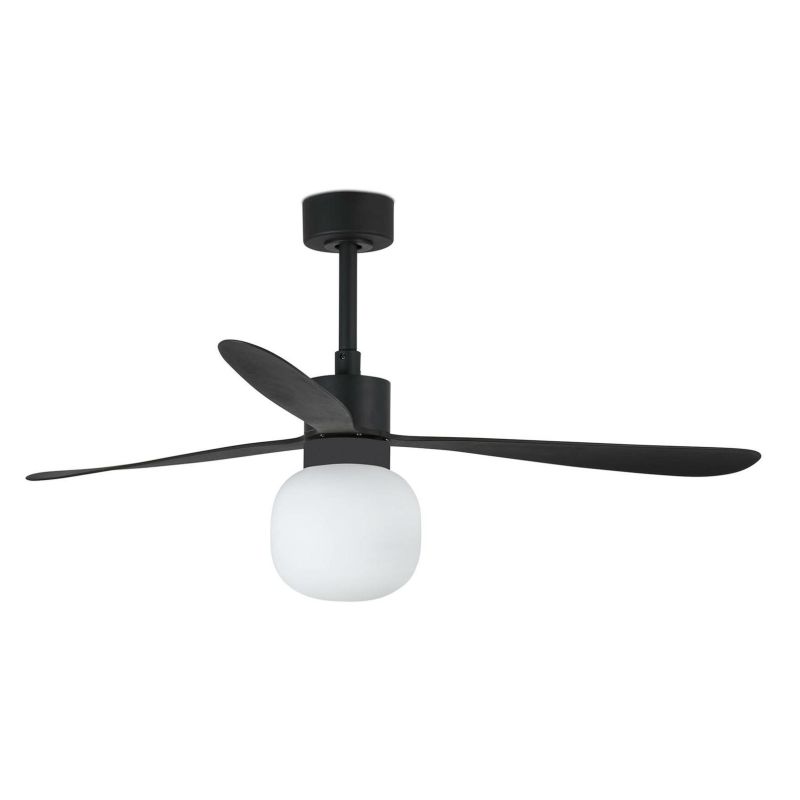 AMELIA L BALL VENTILATORE DA SOFFITTO D132 CM LUCE LED 20W 3 FINITURE 3 PALE E TELECOMANDO INCLUSO FARO VENTILATORI - Cristalens