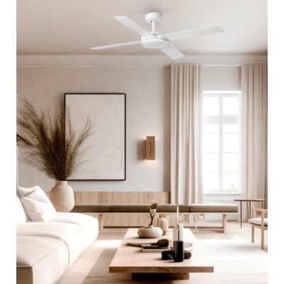 SAINT L VENTILATORE BIANCO D90 CM LUCE LED 24W DIMMERABILE 4 PALE CON TELECOMANDO INCLUSO FARO VENTILATORI - Cristalensi Shop On