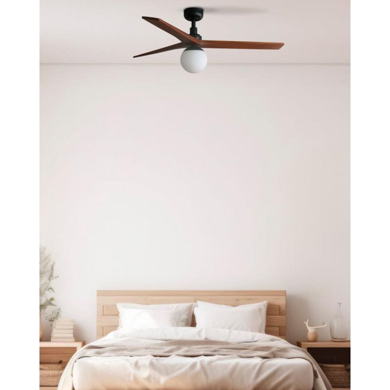 KLIM M VENTILATORE DA SOFFITTO D125 CM 3 COLORI CON SFERA IN VETRO TELECOMANDO INCLUSO ATTACCO E27 FARO VENTILATORI - Cristalens