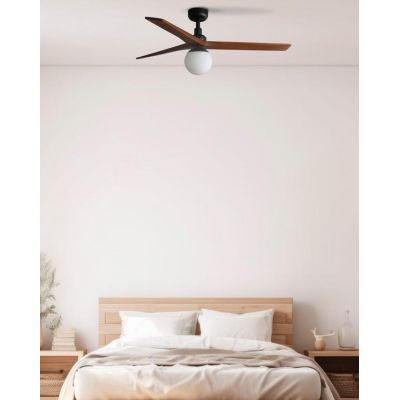 KLIM M VENTILATORE DA SOFFITTO D125 CM 3 COLORI CON SFERA IN VETRO TELECOMANDO INCLUSO ATTACCO E27 FARO VENTILATORI - Cristalens