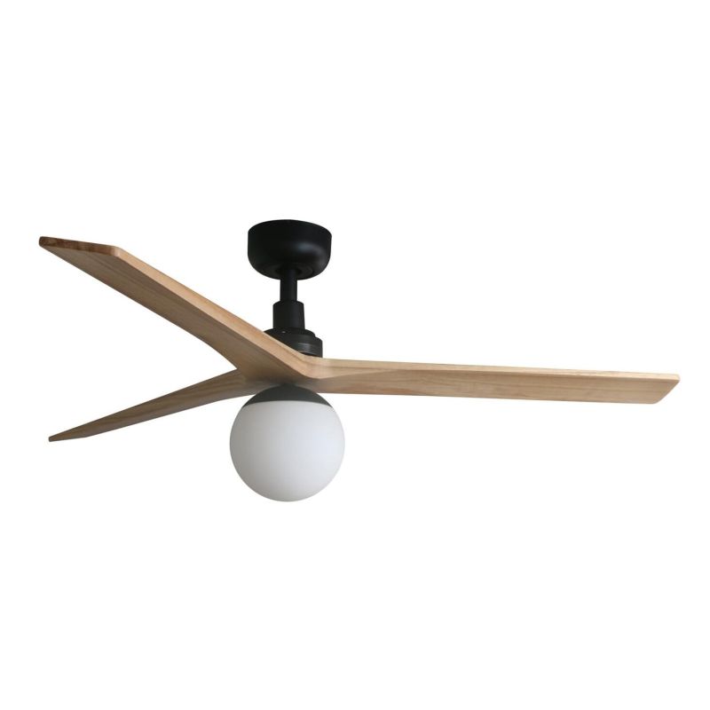 KLIM M VENTILATORE DA SOFFITTO D125 CM 3 COLORI CON SFERA IN VETRO TELECOMANDO INCLUSO ATTACCO E27 FARO VENTILATORI - Cristalens