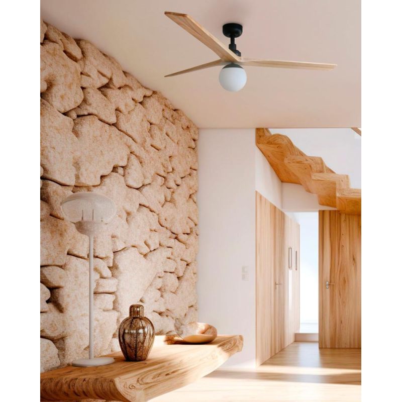 KLIM M VENTILATORE DA SOFFITTO D125 CM 3 COLORI CON SFERA IN VETRO TELECOMANDO INCLUSO ATTACCO E27 FARO VENTILATORI - Cristalens