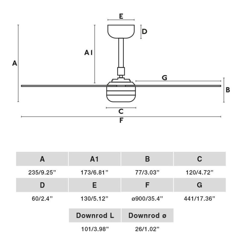 MINI PUNT S VENTILATORE D90 CM SENZA LUCE 4 FINITURE COLORE 3 PALE CON TELECOMANDO INCLUSO FARO VENTILATORI - Cristalensi Shop O
