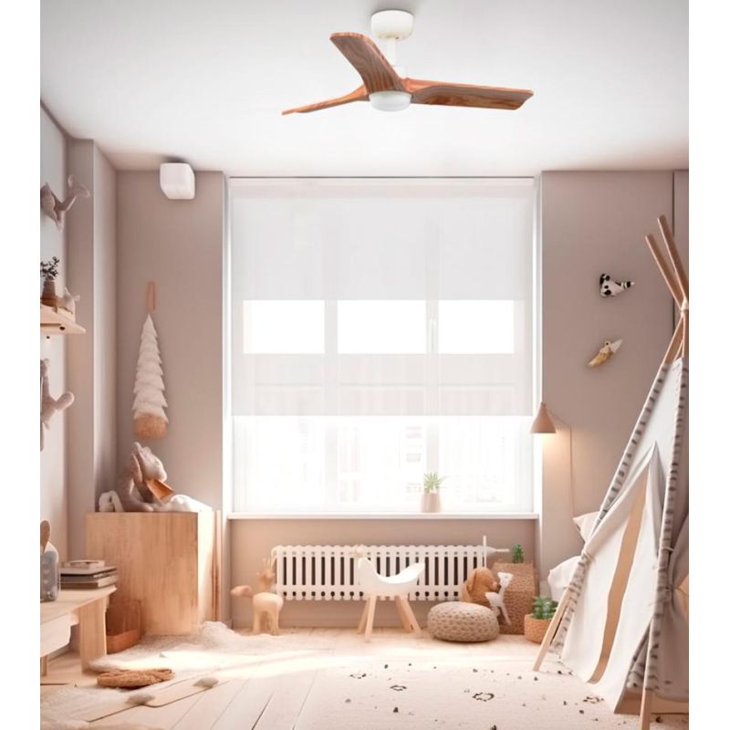 HEYWOOD S VENTILATORE DA SOFFITTO D90 CM LUCE LED 10W 2 FINITURE 3 PALE E TELECOMANDO INCLUSO FARO VENTILATORI - Cristalensi Sho