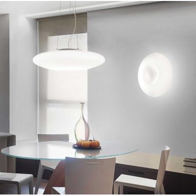 PLAFONIERA IN VETRO BIANCO 3 MISURE DESIGN MODERNO CON LAMPADINE ATTACCO E27 CRISTALENSI - Cristalensi Shop Online