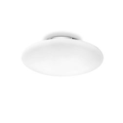 PLAFONIERA OVALE IN VETRO BIANCO SOFFIATO 4 MISURE MODERNA LAMPADINE ATTACCO E27 CRISTALENSI - Cristalensi Shop Online 2
