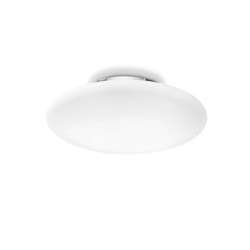 PLAFONIERA OVALE IN VETRO BIANCO SOFFIATO 4 MISURE MODERNA LAMPADINE ATTACCO E27 CRISTALENSI - Cristalensi Shop Online