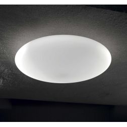 PLAFONIERA OVALE IN VETRO BIANCO SOFFIATO 4 MISURE MODERNA LAMPADINE ATTACCO E27 CRISTALENSI - Cristalensi Shop Online