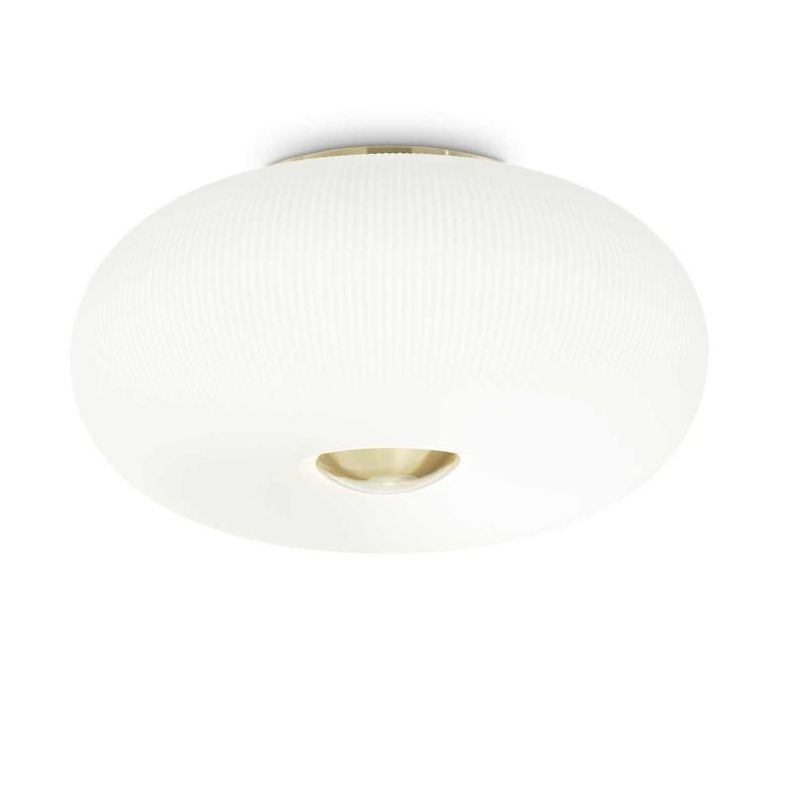 PLAFONIERA ROTONDA IN VETRO BIANCO RIGATO 3 MISURE CON DESIGN MODERNO LAMPADINE GX53 INCLUSE CRISTALENSI - Cristalensi Shop Onli