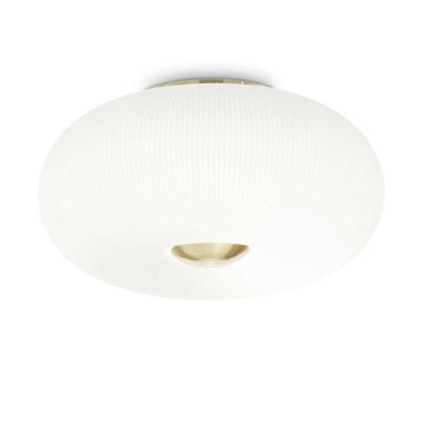 PLAFONIERA ROTONDA IN VETRO BIANCO RIGATO 3 MISURE CON DESIGN MODERNO LAMPADINE GX53 INCLUSE CRISTALENSI - Cristalensi Shop Onli