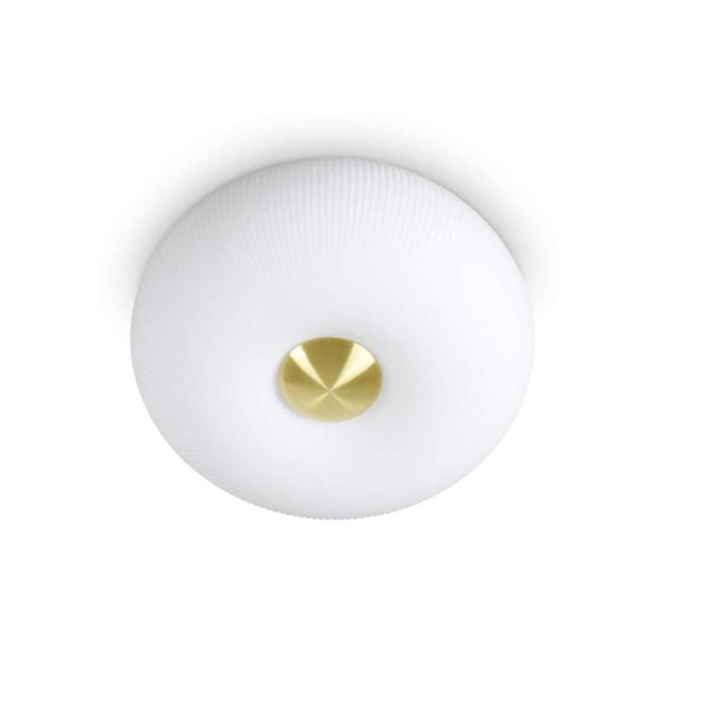 PLAFONIERA ROTONDA IN VETRO BIANCO RIGATO 3 MISURE CON DESIGN MODERNO LAMPADINE GX53 INCLUSE CRISTALENSI - Cristalensi Shop Onli